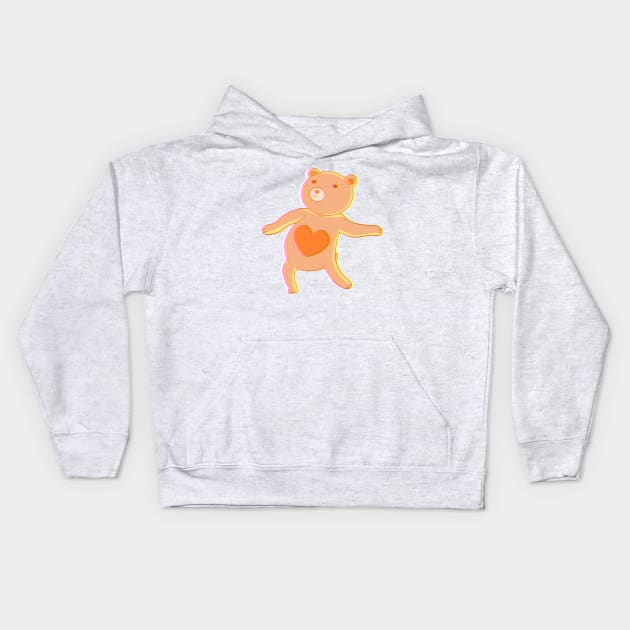 Orange dancing bear Kids Hoodie by L’étoile stéllaire